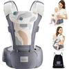 Bebear Marsupio,Bebamour Marsupio per 0-36 mesi, marsupio traspirante da neonato a bambino, approvato dagli standard di sicurezza, seggiolino ergonomico 6 in 1 anteriore (New Air Grey)