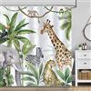 Bonhause Tenda Doccia Tropicale Foresta Pluviale Animali Selvatici Tende per Doccia in Poliestere Impermeabile Antimuffa Lavabile Tende Bagno 180 x 180 cm con 12 Ganci