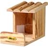 dobar Mangiatoia per scoiattoli con silo mangiatoia in legno, 24 x 15 x 17 cm, in pino fiammato
