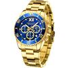 MEGALITH Orologio Uomo Acciaio Oro - Orologio Cronografo Uomo 43mm Designer Fase Lunare Orologi da Polso Uomo Grande Impermeabile Luminoso Data Quarzo, Moda Regali Uomo