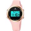 aswan watch Orologio digitale da donna con sveglia, display notturno, luce LED, cronometro, calendario, indicatore orario 12/24 ore, orologio sportivo leggero da donna con cinturino in silicone