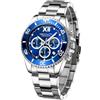 MEGALITH Orologio Uomo Acciaio Argento - Orologio Cronografo Uomo 43mm Designer Fase Lunare Orologi da Polso Uomo Grande Impermeabile Luminoso Data Quarzo, Moda Regali Uomo