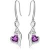 Qings Orecchini Infinito Pietre Portafortuna Donna - Qings Argento Sterling 925 Febbraio Ametista Birthstone Infinity Simbolo con Cuore Zirconi Pendente Natale Regalo di Compleanno per Ragazze Mamma