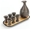 TEANAGOO Set da sakè giapponese, caraffa da sakè (170 ml) con 6 tazze da sakè (25 m) per alcolici soju giapponesi caldi o freddi con vassoio di servizio bambo set da regalo 10 pezzi/set, T4
