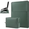 HoYiXi Custodia Compatibile con 15.3 Pollici MacBook Air M2 A2941 2023 Borsa per Laptop in Pelle con supporto, Verde