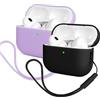 Mocarheri 2X Mocarheri Custodia in Silicone Compatibile con Airpods Pro 2 (2022), Ultra Sottile in Premium Silicone per Airpods Pro 2 Custodia Cover Custodia in silicone antiurto,Bianco/Viola chiaro