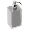 GEDY Auckland Dosasapone Bagno Argento, Misure: 16,2X7X7 CM, capacità 210 ml, Dispenser Sapone Bagno in Resina Trasparente di Alta qualità, Design R&S Gedy, Fatto a Mano, 2 Anni di Garanzia