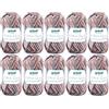 120 Filato per maglia/uncinetto Gründl Cotton Quick Print (lana per maglieria, filato dai vivaci colori 100% cotone, certificato OEKO-TEX, 50 g / 125 m, ferri: 3-4, 10 x 50 g), Marrone Multicolore