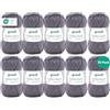 Gründl Cotton Quick Uni 10 x 50 g, Grigio Topo | Filato Sottile per Uncinetto e Maglia - Filato Lucido e Delicato sulla Pelle - 100% Cotone - 125 m