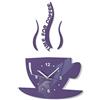 FLEXISTYLE Orologio da Parete da Cucina Tazza LA TAZZINA Tempo per Il caffè Nera Silenzioso Moderno per Bar 3 d Decorativo Milka Viola