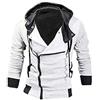ORANDESIGNE Giacca con Cappuccio da Uomo Cappotto con Risvolto Primavera Autunno Felpa con Cerniera Bianco Nero M