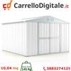 Box in Acciaio Zincato Casetta da Giardino in Lamiera 3.27 x 3.07 m x h2.15 m - 145 KG - 10,04 metri quadri - BIANCO