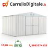 Box in Acciaio Zincato Casetta da Giardino in Lamiera 4.03 x 2.69 m x h2.15 m - 149 KG - 10.84 metri quadri - BIANCO