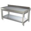 D.L. SERVICE Tavolo con ripiano AISI 430 - Profondità 70 - Alzatina - Gambe tonde cm 200 x 70 x 85 h