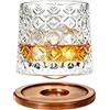 Uten Calice da Acqua Rotante, 275 ML/10 OZ Bicchiere Whisky Cristallo, Sottobicchiere in Bambù, Sensazione Spessa, Coppa da Rum Vetro Latte, Relax e Decompressione, 1 Bicchiere