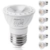 DiCUNO E27 lampadina LED PAR16, Bianco freddo 5000K, 5W sostituisce il faretto alogeno 50W, 328LM, Non dimmerabile, CRI 98, Faretto LED MR16, Angolo di emissione 60°, 6 Unità