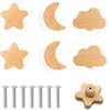 HIQE-FL Pomelli Per Mobili Legno,6 Pezzi Manopole in Legno Per Porte,Stelle,Nuvole,Luna,Pomelli Per Mobili Con Viti,Pomelli Per Mobili (D)