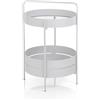 Wink Design Nibas Tavolino/scaffale 2 Piani, Bianco Opaco, Trasparente, H60,5 x Ø 40 cm