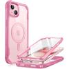 i-Blason Cover per iPhone 15/iPhone 14/iPhone 13 6.1'' con Protezione Schermo, [Compatibile con MagSafe] Custodia Protettiva Rigida Antiurto per Tutto il Corpo, Trasparente e Sottile (Rosa)