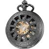 Tiong Orologio da tasca con scheletro meccanico vintage speciale con design a 12 finestrelle da uomo nero con ciondolo a catena regalo e scatola regalo, Nero e rosso 2, Classico