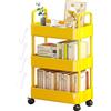 SCAUA Carrello per libreria, 3 ripiani, libreria mobile, con ruote e ganci, organizer mobile per casa e ufficio