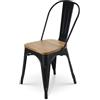 Kosmi - Sedia in metallo nero con stuoia in legno chiaro stile industriale di fabbrica in metallo nero con sedile in legno chiaro