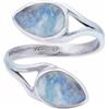 mantraroma Anello in argento 925 con pietra di luna, pietra bianca, pietra preziosa, vero argento sterling, regalo da donna