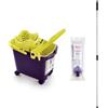 Mery | Set Cubo+Mop+Stick | Secchio Scolapiatti Automatico con Ruote e Benna Multiuso Viola e Calce, 14L | Mop in microfibra assorbente, Universal Thread Bastone telescopico in acciaio plastificato