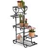 Relaxdays Scaffale Portavasi, 5 Ripiani, Design retrò, Mobile Portafiori Metallo, 75x56x23 cm, Tavolino per Vasi, Nero