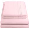 Sweet Home Collection Lussuoso set di biancheria da letto con lenzuolo piatto, lenzuolo con angoli, 2 federe, in microfibra, rosa pallido, queen size