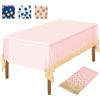 NEBURORA Tovaglia per Feste in Oro Rosa Pallido Pois 137x274cm Coriandoli a Pois Oro Tovaglia Usa e Getta Tovaglia Rettangolare per Feste per Picnic, Compleanno