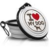 power gift Ciotola per cibo e acqua. Ciotola pieghevole e portatile con moschettone, ideale per viaggi ed escursioni. Una ciotola da viaggio pratica e unica per cani. (I love my Dog)