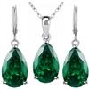 Crystalline Azuria Donna 18ct Placcato Oro Bianco Lacrima Parure Verde Smeraldo simulato Cristalli di Zirconi Collana 45 cm Orecchini Pendenti