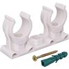 SKIR'CO (50 pezzi) Clip a doppio tubo, morsetti in plastica per tubi da 16-18 mm, morsetto a U, clip bianche per tubi, ganci per tubi