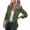 IQYU Blazer corto per donna, blazer, giacca corta da donna, a maniche lunghe, slim fit, da ufficio, corto, da donna, verde militare, M