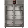 Tecnodom Armadio Frigo Refrigerato tropicalizzato Modello AF14PKPLUSMTNPV In acciaio inox temperatura positiva GN 2/1 con porta a vetro Capacità Lt. 1400 Temp.°C. 0 / 10 Dim. cm L.142 P.80 H.203/210