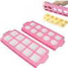 DGN 2 Pezzi Stampo in Plastica per Ravioli, Quadrati Tondi Confezione Stampi per Ravioli, Stampo per 10 Ravioli, Riutilizzabile, Facile da Pulire, Dimensione dei ravioli 3.4cm, 26.5×10.8×2cm (Rosa)