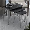 [en.casa] Set di 3 Tavolini Bassi da Divano - Tavolini Sovrapponibili in Dimensioni Diverse Gambe a Forcina in Metallo Piano Quadrato - Marmo Nero/Argento