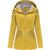 shownicer Giacca Impermeabile Donn con Cappuccio Antipioggia Cappotto Lungo a Vento Cappuccio Leggera Giacca con Tasche per Escursioni in Campeggio B Giallo S