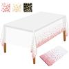 NEBURORA 1 Confezione Tovaglia Bianca e Oro Rosa per Feste Tovaglia di Plastica 137x274cm Coriandoli a Pois Oro Tovaglia Usa e Getta Tovaglia Rettangolare per Feste,Picnic, Baby Shower,Compleanno