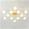 KRIPINC Lampadario Sputnik, Lampada da Soffitto Sputnik, Lampadario a Sospensione Oro 12 Luci, Lampada a Sospensione Moderno con Paralume Sfera in Vetro Bianco per Soggiorno Cameretta
