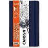 Canson Graduate Book, Blocco da disegno, extra liscio, 90gsm, copertina morbida blu scuro, 14 x 21,6 cm, 96 fogli