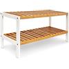 Relaxdays Scarpiera con Ripiani, Mobiletto per Scarpe per 8 Paia, HxLxP: 33 x 70 x 24,5 cm, in bambù, Marrone Bianco