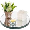 NUPTIO Centrotavola a Specchio Rotondo Tavoli: 6 Pezzi Vassoio di Vetro Specchiato Candele Pilastro 20cm Piccoli Vassoi Candela Set Piatto Candela Evento Nuziale Progetto Artigianato Diy Casa Decor