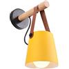iDEGU Lampada da Parete Retrò Lampada a Muro a Sospensione in Metallo e Legno E27 Illuminazione da Parete Interno Applique da Parete Vintage per Camera da Letto Soggiorno (1 Pezzo, Giallo)