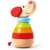 Hape - Pepe Arcobaleno Impilabile per bambini dai 12 mesi | Simpatico cagnolino in legno che abbaia con anelli multicolori