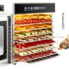Kwasyo Essiccatore Alimentare Acciaio Inox, 8 Vassoi Con Display LCD, 24 ore Timer, 30-90°C Temperatura Regolabile,500W Essiccatore di Frutta e Verdura, Vassoi Lavabili in Lavastoviglie