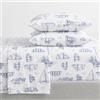 Nautica - Set di lenzuola a grandezza naturale, biancheria da letto in percalle di cotone, fresco e fresco, decorazione per la casa costiera (bianco vela blu, completo)