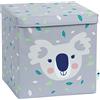 LOVE !T STORE !T LOVE IT STORE IT - Cubo Portaoggetti in Tessuto Ultra Resistente con Coperchio e Rinforzi in Legno - Compatibile Kallax - 33x33x33cm - Grigio con Disegno di Koala