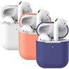 Mocarheri 3X Custodia in Silicone Compatibile con AirPods 2, Mocarheri Case per Airpods Custodia Cover Custodia protettiva in silicone antiurto, LED Frontale Visibile (Bianco +corallo +blu notte)